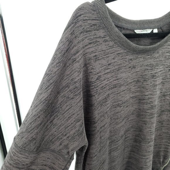 Athleta Blissful Sharkbite Long Sleeve Side Zip Top L Shale Heather Gray - Picture 9 of 16